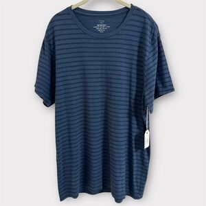 NWT Save Khaki United Hemp Blend T-shirt Men's Large Blue Stripe Short‎ Sleeve
